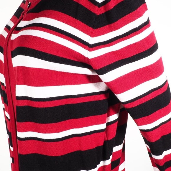 Alfred Dunner Women Size M Cardigan Set One Piece Striped Red Black White - Picture 7 of 9